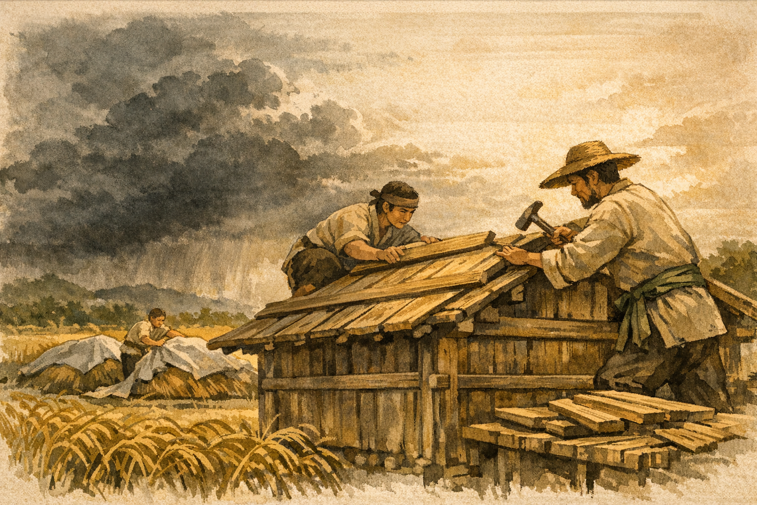 Granary Roof Doubled panel 3 for Hexagram 55, Abundance.