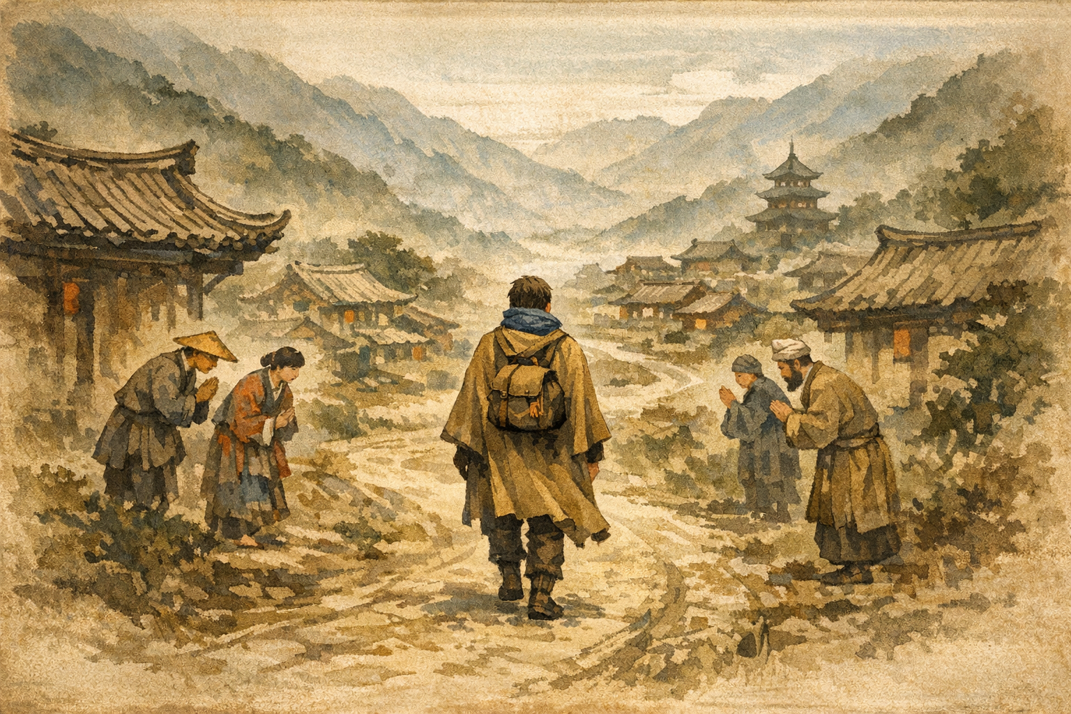 Foreign Road panel 1 for Hexagram 56, The Wanderer.