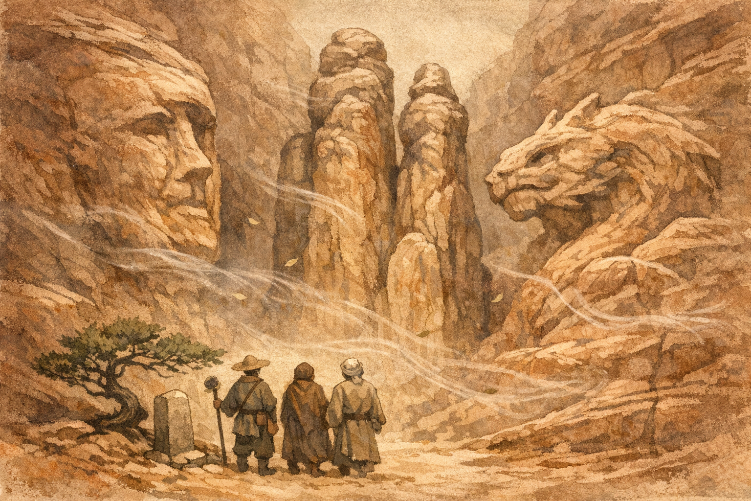 Shapes In Stone panel 5 for Hexagram 57, The Gentle.