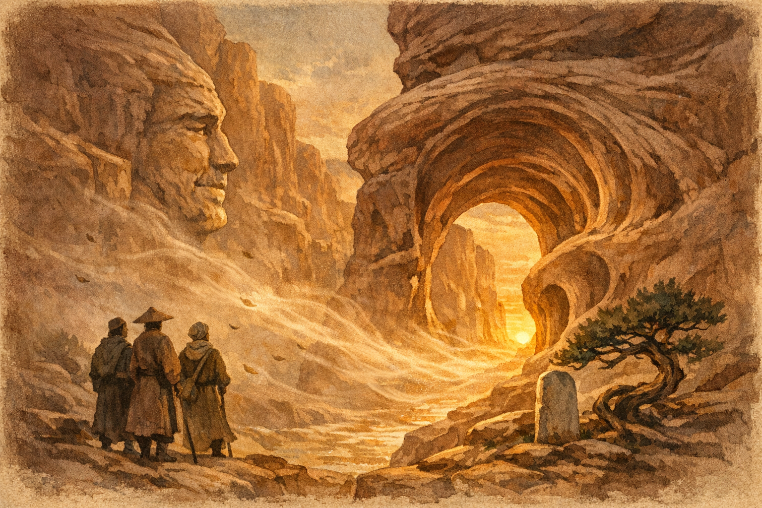 Gentle Force panel 6 for Hexagram 57, The Gentle.