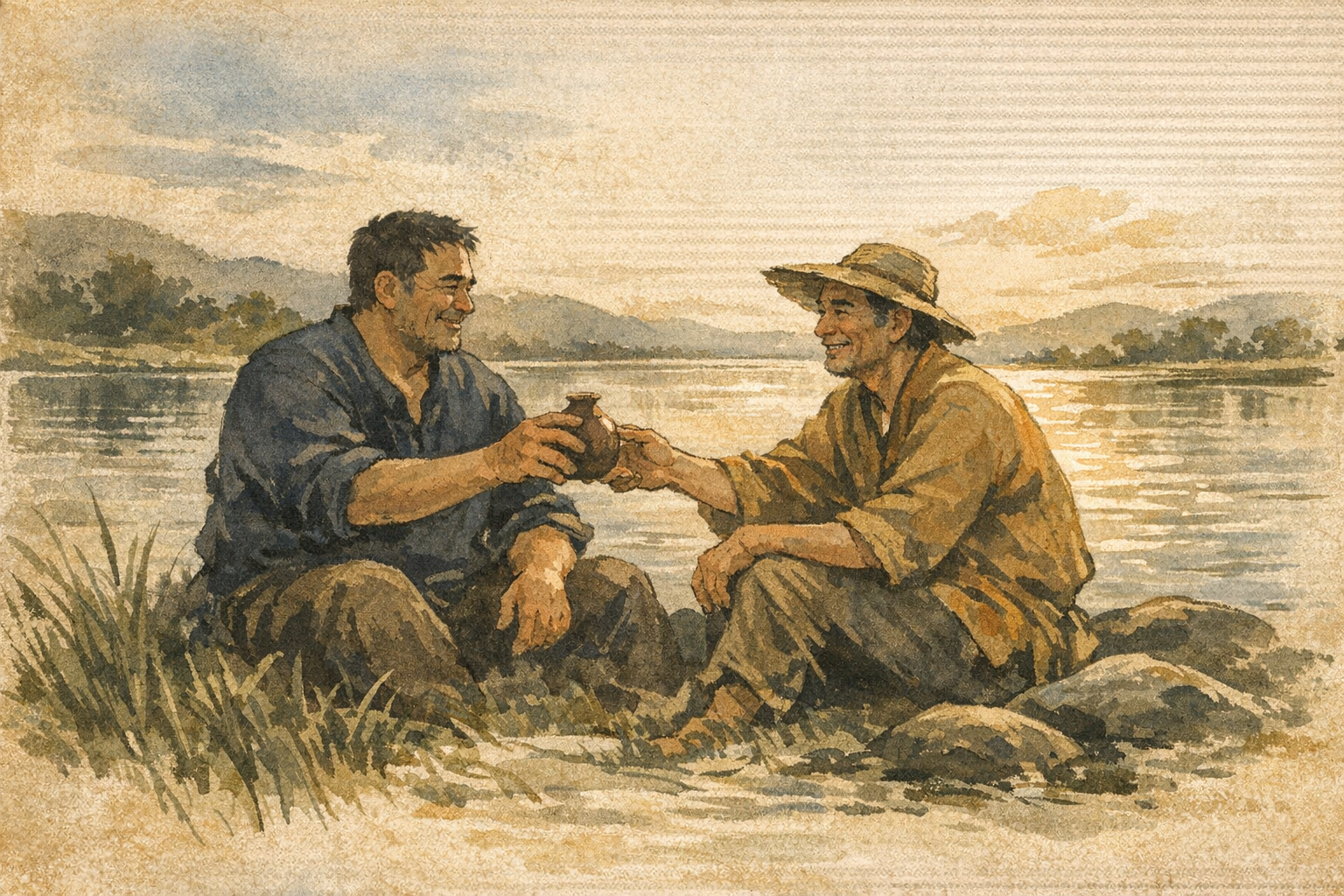 By The Lake panel 1 for Hexagram 58, The Joyous.