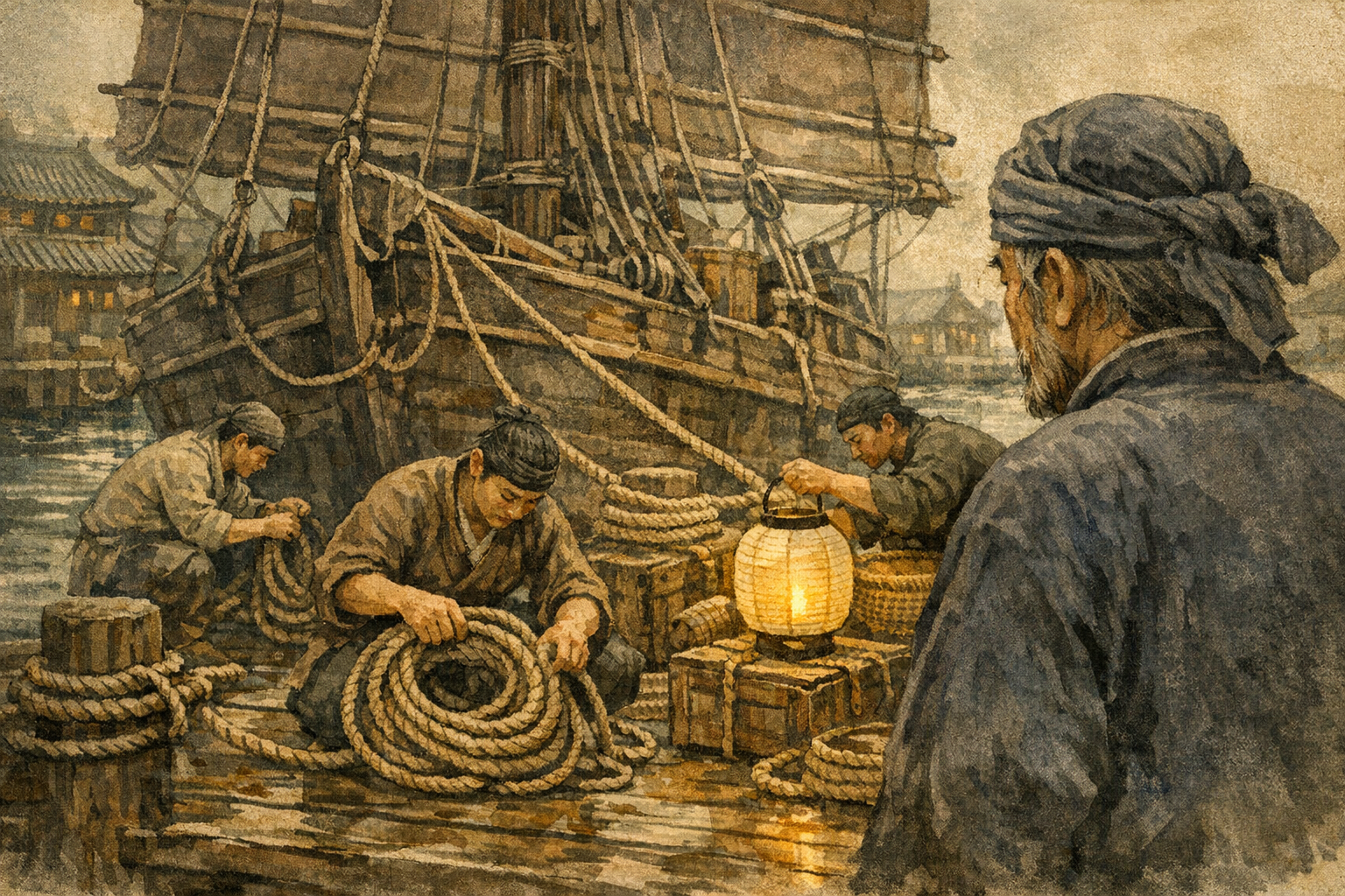 Ropes Coiled panel 3 for Hexagram 63, After Completion.