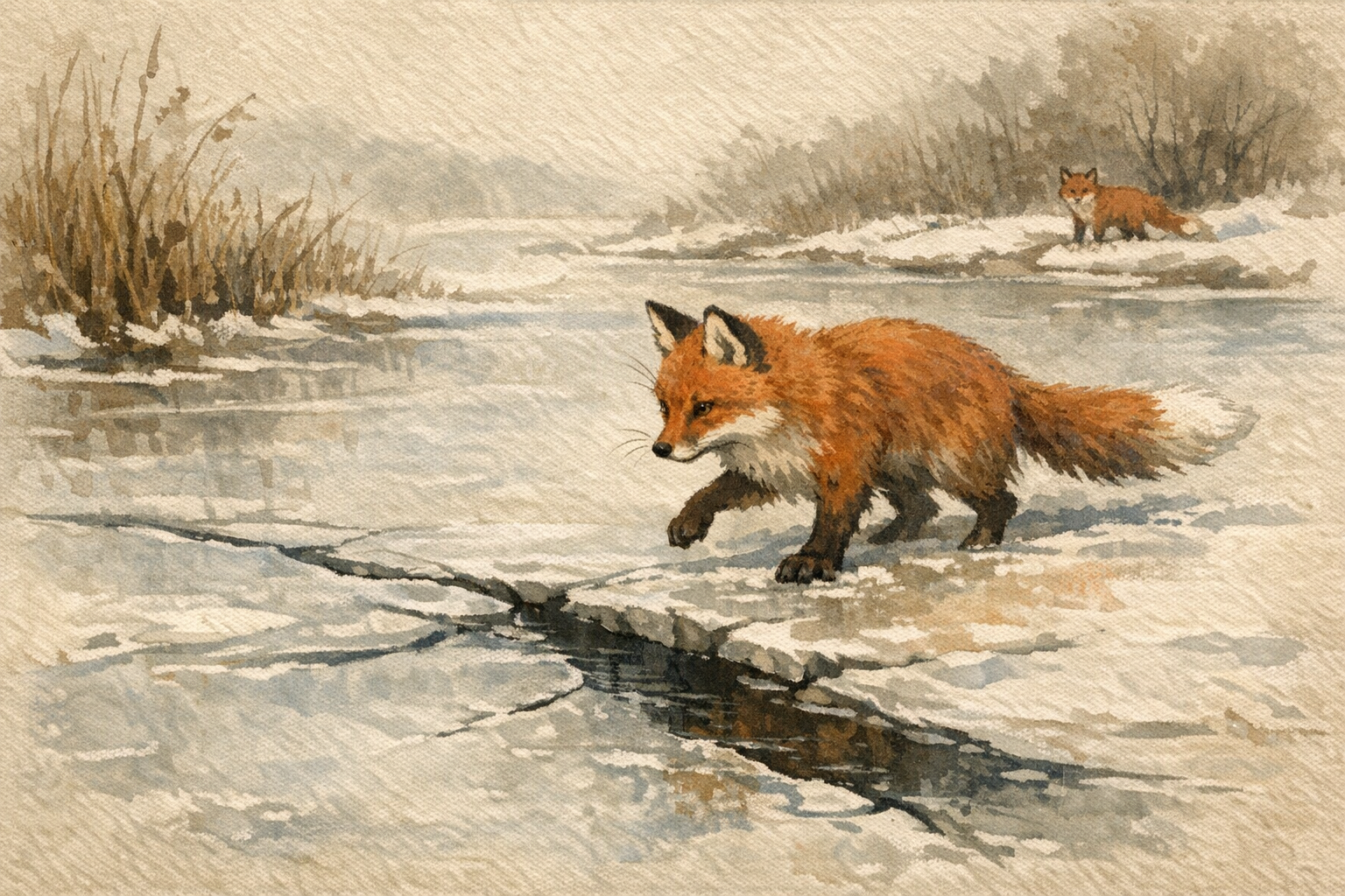 Three-Quarters Across panel 3 for Hexagram 64, Before Completion.