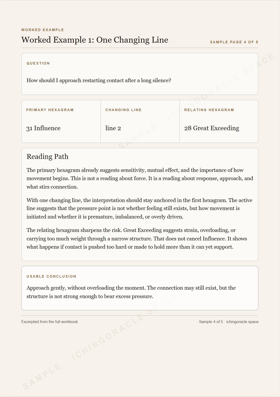 Worked example preview page from the Changing Lines Workbook.
