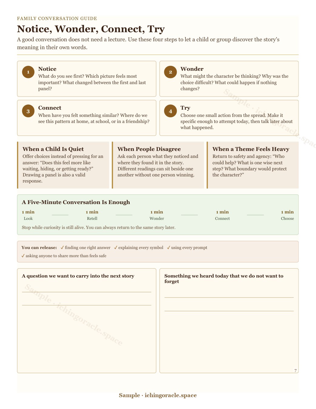 Conversation guide for families and teachers from I-Ching Parables.